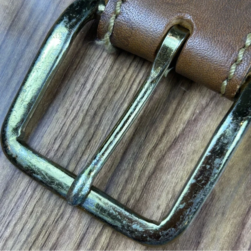 Vintage Deerslayer Hand Tooled Leather Belt Woodland Scene Made in USA - Size 56